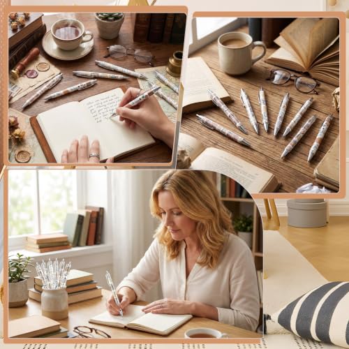 Book Lovers Ballpoint Pens Gifts - 24 Pcs Book Club Pens Set Reading Flower Retractable Writing Ball Point Pen Bookish Gift for Women Librarians Bookworms Teacher Office Party Favor Supplies - style: Book Lover