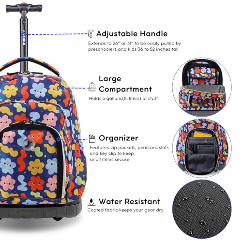 J World Lollipop Kids Rolling Backpack & Lunch Bag Set for Elementary School. Carry-On Suitcase with Wheels, Baby Cloud - color: Baby Cloud
