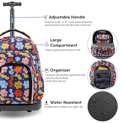 J World Lollipop Kids Rolling Backpack & Lunch Bag Set for Elementary School. Carry-On Suitcase with Wheels, Baby Cloud - color: Baby Cloud