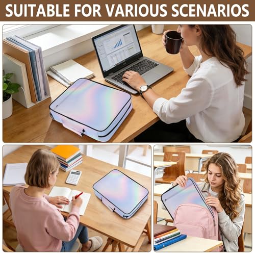 Rainbow Holographic 3 Ring Zipper Binder Accordion File Organizer Expanding File Folder Expandable for Documents A4 Letter Size
