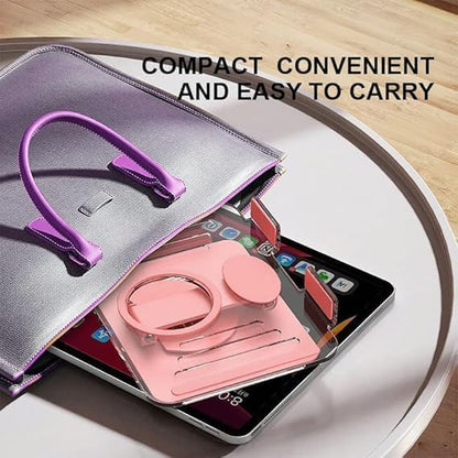 Adjustable Transparent Tablet Stand,360° Rotating Desktop Holder with Foldable Arm,Ergonomic Tablet Mount for Desk,Black/White/Pink/Green Randomly Shipped