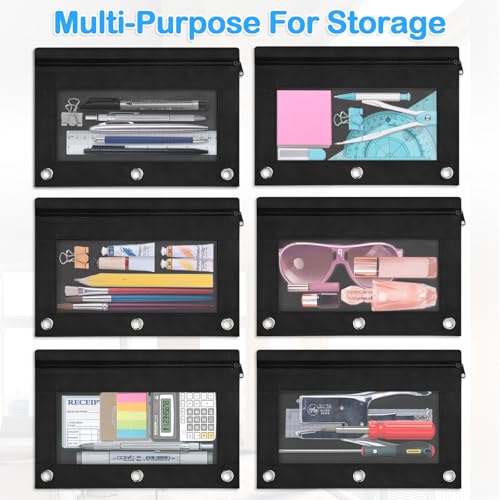 30 Pack Pencil Pouch Bulk, Pencil Pouches for 3 Ring Binder, Zipper Pencil Pouch Bulk for School, Home and Office, Black - color: Black