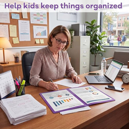 Henoyso 100 Pcs Folders Take Home Heavy Duty 2 Pocket Homework Folder for Students Parent Teacher Communication, 11.8 x 9.45 Inch(Purple) - color: Purple