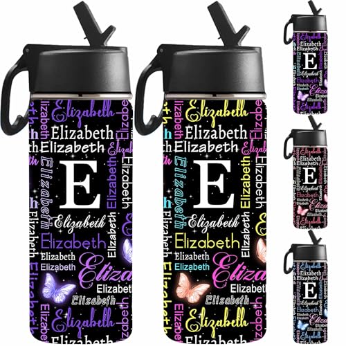 Personalized Water Bottles with Name for Kids, Custom Butterfly Water Bottle Stainless Steel Water Tumbler Customized Gifts - color: Color_13