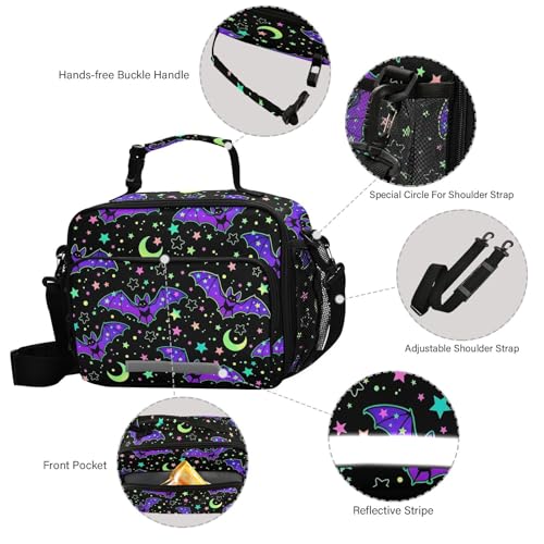 MNSRUU Unisex Insulated Lunch Bag, Bat 13, Fabric, 11"x4.33"x 9.05", Ample Storage Space, Keeps Food Warm, Portable, Lightweight - color: Bat 13