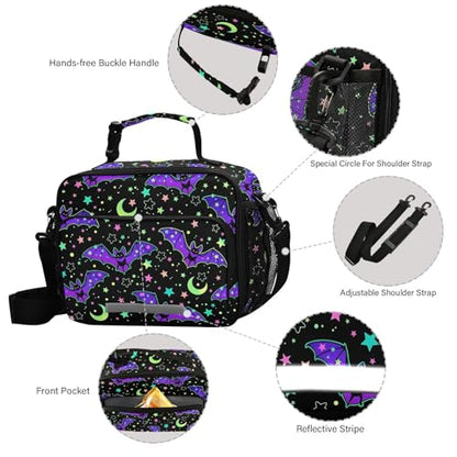 MNSRUU Unisex Insulated Lunch Bag, Bat 13, Fabric, 11"x4.33"x 9.05", Ample Storage Space, Keeps Food Warm, Portable, Lightweight - color: Bat 13