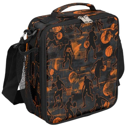 Pardick Graffiti Basketball Boys Lunch Box for School Insulated Kids Lunch Box Reusable Leakproof Lunch Bag Cooler Tote with Adjustable Shoulder Strap Back to School Gifts for Teens Boys - color: W-Fire Basketball
