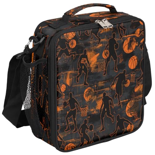 Pardick Graffiti Basketball Boys Lunch Box for School Insulated Kids Lunch Box Reusable Leakproof Lunch Bag Cooler Tote with Adjustable Shoulder Strap Back to School Gifts for Teens Boys - color: W-Fire Basketball