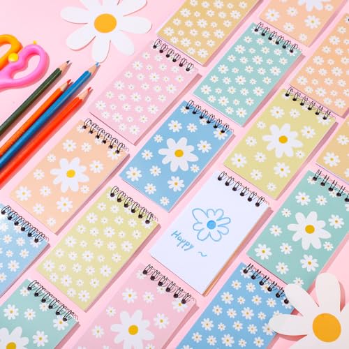 Zhanmai 36 Pcs Mini Spiral Notepads Daisy Pocket Notebooks for Kids Colorful Daisy Floral Notebook Small Journal for Women Girls Gift Office School Travel Supplies - style: Daisy