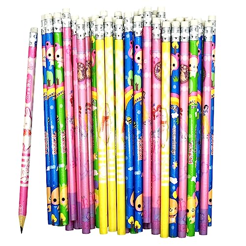 50 PCS Cute Cartoon Animal Pencils with Eraser HB Lead Wooden Pencil School Teachers Student Classroom Supplies Party Favor Gifts