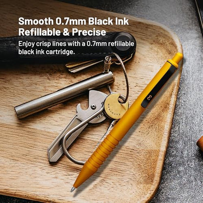 Everyman Amber Super Matte Mini Click Pen | Compact Refillable 0.7mm Gel Pen with Premium Grip | Pocket-Size Metal EDC Pen for Travel, Office, Journaling & Everyday Writing - color: Amber, style: Mini Click
