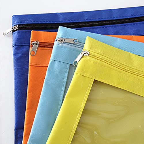 Zippered Pen Pencil Binder Pouch | 3 Rings with Clear Window for School Classroom Organizers 8 Pcs (yellow) - color: Yellow