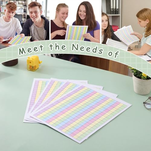 80 Sheets Colored Graph Paper Pad 11.69"x8.26" Math Notebook Grid 1/2 Inch Squares Large Quad Ruled Grid A4 Pastel Squares Graphing Paper for Dyslexia Dysgraphia Handwriting Planning