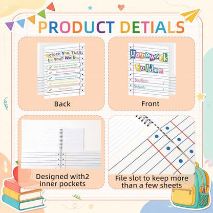 Eaasty 24 Pcs Homework Folders Back to School Take Home Folders Composition Notebook 2 Pocket Organanizer Student Homework Paper File Folder for Classroom Classwork Office School Teachers Educational