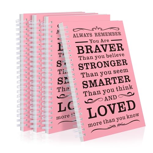 JOHSBYD Spiral Notebook Journal, 4 Pcs Hardcover Spiral Notebooks,College Ruled Hardcover Notebook for Work,A5 Notebooks for Work School Note taking, Lined Journal for Women (4pcs Always-Pink) - color: 4pcs Always-Pink