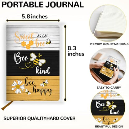 Lovdazzles Pretty Leather Lined Journal Bee Notebooks 200 Pages A5 Ruled Journaling Notebooks, Cute Notebook for Writing Travel Business Office, Cute Notebook for Women (5.8 x 8.3) - color: Multi 1728