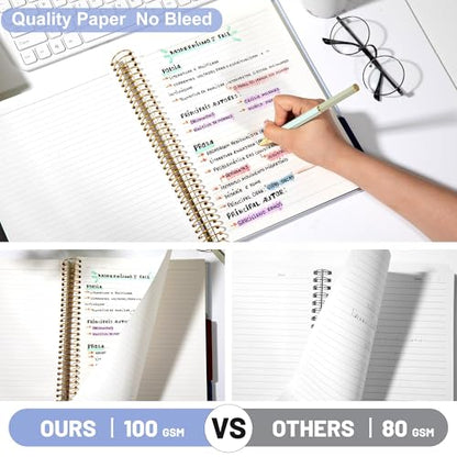 FLYING EAGLE 3 Subject Spiral Notebook Large Spiral Notebook 8.5 X 11, Blue Journal for Women Men, 100 GSM Thick Paper 104 Sheets, Hardcover Notebook for Work, School, Writing, Note Taking Blue - color: 1.blue