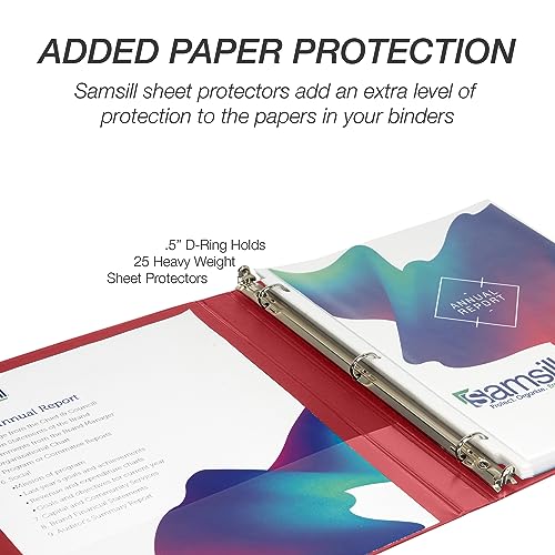 Samsill Durable 0.5 Inch Binder, D Ring Binder, 100% Recycled Chipboard, Red - color: Red, size: 1 Pack, style: 0.5 Inch