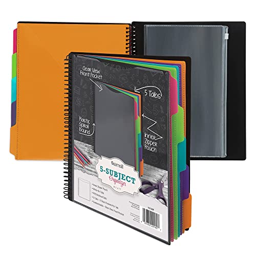 Samsill Spiral Folder Organizer - 5 Dividers & 10 Pockets with Zipper Pouch, Multi Pocket Color Cordinated Folder Binder with Customizable Tabs, Document Organizer (Fashion) - color: Fashion, size: Single, style: 5 Dividers
