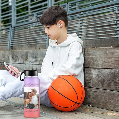 D-Story Personalized Insulated Water Bottle with Straw 18Oz Text Name Custom Picture Stainless Steel Sports Water Bottles for Kids Women Men Customized Double Wall Vacuum Cup Birthday Gifts - color: Design 24