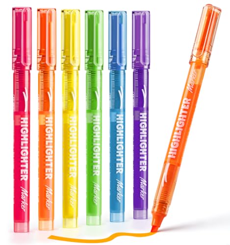 6 Pack Liquid Highlighters, Highlighters Assorted Colors, Liquid Highlighter with Clear View Design, Classic Colors, Chisel Tip for Note Taking, School Supplies, Cute Office Supplies - color: 6 Classic Colors