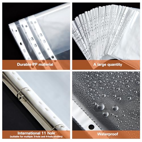 Gilprop 200 Pcs 8.5 x 14 Legal Size Heavyweight Clear Sheet Protectors, Heavy Duty 11-Hole Fit for 3 & 4 Ring Binder, Plastic Page Thick Document Protector, Binder Sleeves for Cards Photo Archive
