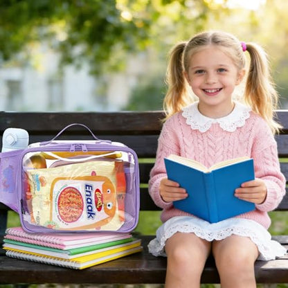 FlowFly Kids Lunch box Insulated Soft Bag Mini Cooler Back to School Thermal Meal Tote Kit for Girls, Boys,ClearPurple - color: ClearPurple