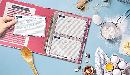 Better Kitchen Products Recipe Binder, 8.5" x 9.5" 3 Ring Binder Organizer Set (with 50 Page Protectors, 100 4" x 6" Recipe Cards & 12 Category Divider Tabs) Floral Design