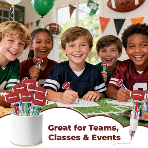 Football Party Favors Football Pens Mini Multicolor Pen in One Cute Fun 4-in-1 Pens Bulk Cool Ballpoint Pens for Birthday Gifts Teacher Supplies (Football, 12) - style: Football