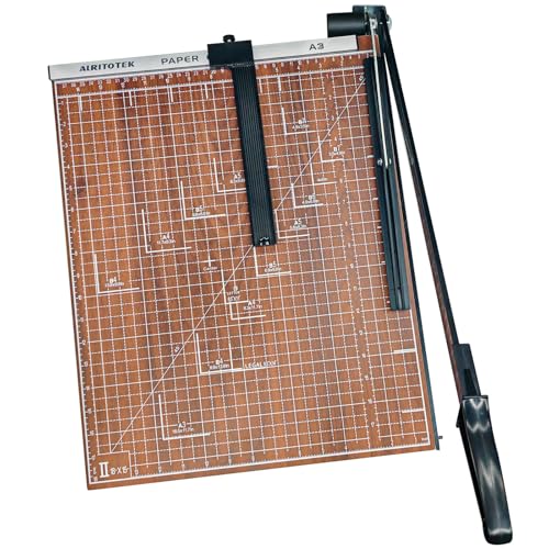 A3 Guillotine Paper Cutter Trimmer, 18" Wood Paper Trimmer for Office and Crafts, 10-12 Sheets Capacity (Wooden) - color: Wooden