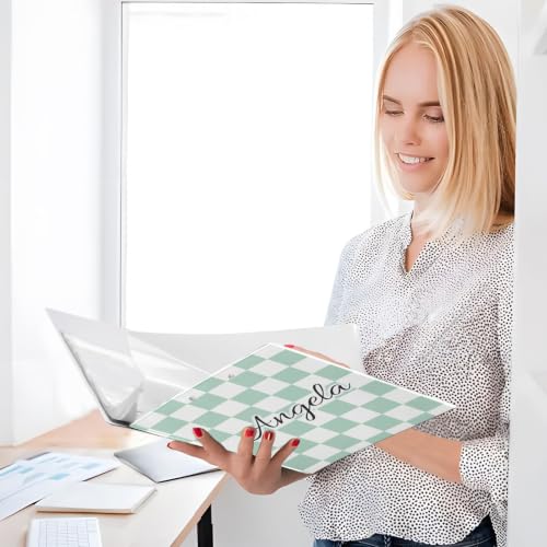 IHCVHQX Custom 3 Ring Binder 1.5 Inch Round Rings Green Checkerboard Personalized Name Binders Organizer Fashion View Binder with 2 Pockets for School Office Supplies - color: Multi18