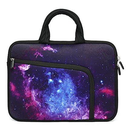11.6" 12.2 inches Laptop Sleeve Chromebook Case Ultrabook Case Notebook Sleeve PC Messenger Bag Tablet Case Neoprene Handle Sleeve for Adult Men Women, Two Pockets (Purple Galaxy) - color: Purple Galaxy