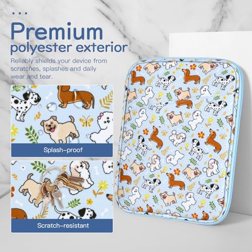 Dadanism 9-11 Inch Tablet Sleeve Bag Carrying Case, Blue+Dog | Fits iPad (A16) 11th Gen 11", iPad 10th Gen 10.9" Air 5/4, iPad Air M4/Pro 11", iPad 9/8/7th 10.2", Galaxy Tab A11+ Plus 11" - color: Blue+Dog, size: 9-11 inch