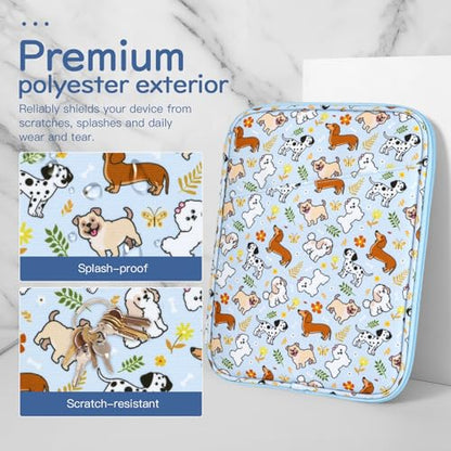 Dadanism 9-11 Inch Tablet Sleeve Bag Carrying Case, Blue+Dog | Fits iPad (A16) 11th Gen 11", iPad 10th Gen 10.9" Air 5/4, iPad Air M4/Pro 11", iPad 9/8/7th 10.2", Galaxy Tab A11+ Plus 11" - color: Blue+Dog, size: 9-11 inch