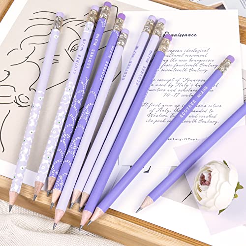 ECOTREE Pencils #2 Pre-Sharpened Pencils for Kids Number 2 Pencil with Erasers for School, Writing, 12 Count - color: Purple, style: 12 COUNT