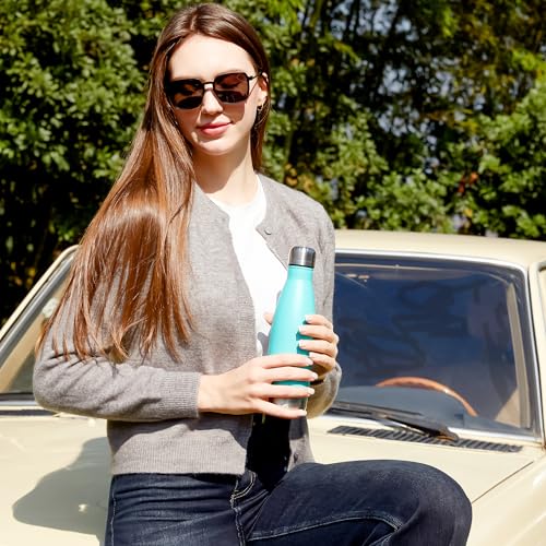 MEWAY 17oz Sport Water Bottle 8 Pack Vacuum Insulated Stainless Steel Leak-Proof Double Wall Cola Shape Water Bottle,Keep Drinks Hot & Cold (Light Blue,8 Pack) - color: Light Blue