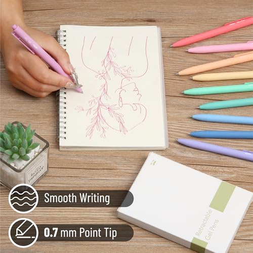 Mr. Pen- Retractable Gel Pens, 10 Pack, Colorful Ink, Fine Point 0.7mm | Fast Dry, Smooth Writing, Cute Pens for Drawing, Writing Planner and School Supplies