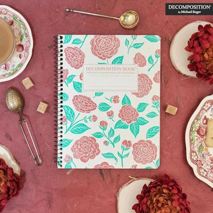 Decomposition Camellias College Ruled Spiral Notebooks – 9.75 x 7.5 Journal with 160 Lined Pages – Cute Notebooks for School Supplies, Home & Office – 100% Recycled Paper – Made in USA - color: Camellias