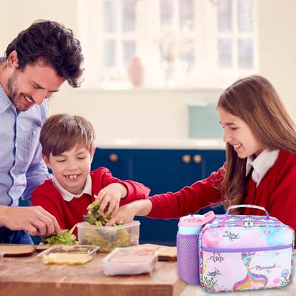 RHCPFOVR Kids Lunch Bag - Insulated Lunch Box for Boys Girls,Washable Lunch Bag and Reusable Toddler Leak-proof Lunchbox for School and Daycare - color: Blue Mermaid
