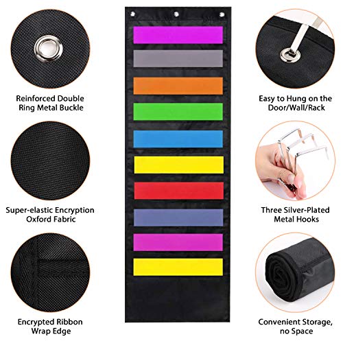 ABC life Hanging Wall File Organizer, 2 Packs, 10 Pocket Office, Home, Classroom, 6 Removable Poly Hanging File Folders, Wall Folder Organizer, Back to School Supplies | 10 Pocket, for Office, Home, Classroom, 6 Removable Poly Hanging File Folders, Wall F