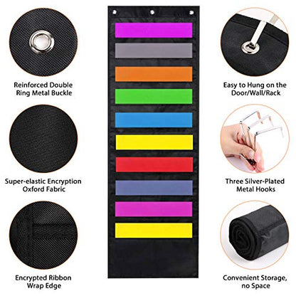 ABC life Hanging Wall File Organizer, 2 Packs, 10 Pocket Office, Home, Classroom, 6 Removable Poly Hanging File Folders, Wall Folder Organizer, Back to School Supplies | 10 Pocket, for Office, Home, Classroom, 6 Removable Poly Hanging File Folders, Wall F