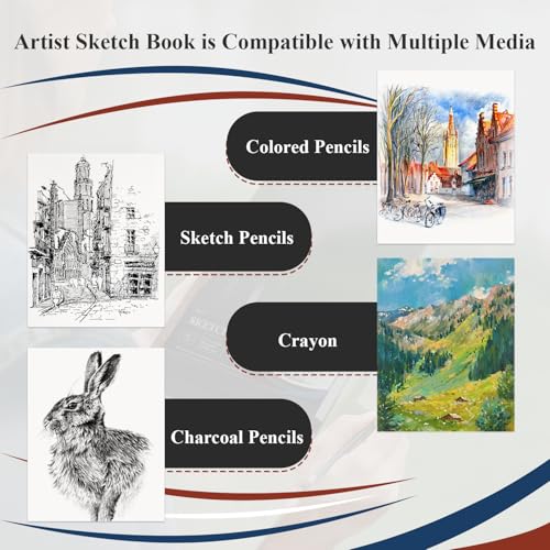 Ankkol Spiral Sketchbook 5x7, Small Sketch Book Hard Cover -100 Sheets, 68lb/100gsm Mini Drawing Pad Paper, Lay-Flat Mini Travel Sketchbook & Stocking Stuffer for Artist and Sketching Supplies. - color: Black, size: 5"x7" - 1 Pack