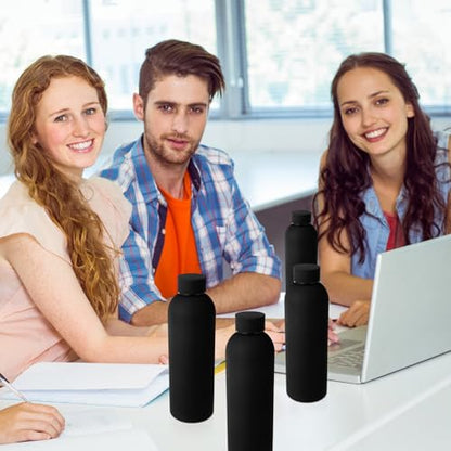 Bokon 10 Pcs Stainless Steel Water Bottle Bulk Teacher Employee Appreciation Gifts School Double Layer Vacuum 17 oz Small Mouth Sport Insulated Metal Reusable Flask Leakproof Lid - color: Black