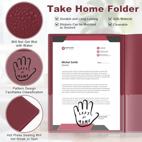 Henoyso 24 Pcs School to Home Folder with Pocket Plastic Heavy Duty Clipboard Folder with Clear Front Pocket Homework Take Home Folders for School Students Parent Teacher Communication(Burgundy) - color: Burgundy