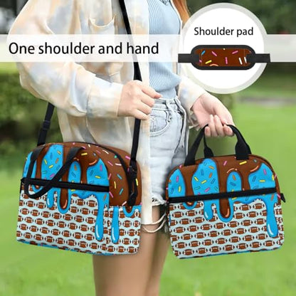 Ice Cream American Football Print 3 in 1 Backpack Set for Boys Girls 17 Inch Lager Capacity Bookbags School 3PCS Backpack with Lunch Box and Pencil Case - color: Ice Cream American Football Print