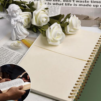 Prelady Bible Journal for Women with Storage Pocket, 2 Pack A5 College Ruled Spiral Notebook for Back to School Teen Girls - color: Beige/Sage