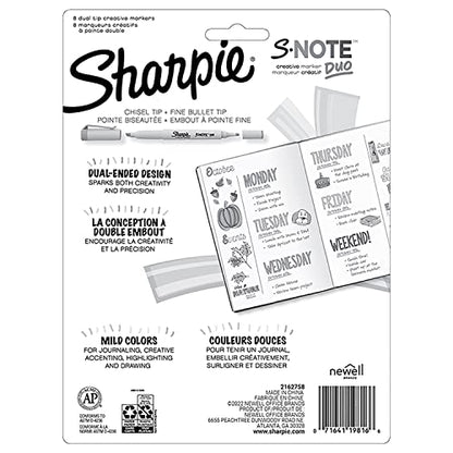 Sharpie S-Note Duo Dual-Ended Creative Highlighters 8/Pkg-Assorted Colors -2154173