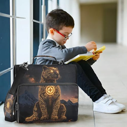 3 Ring Zipper Binder Mountain Leopard Binders Bag with Shoulder Strap 500 Sheets Paper Organizer Trapper Keeper Documents Storage File Folder for School Office - color: A940