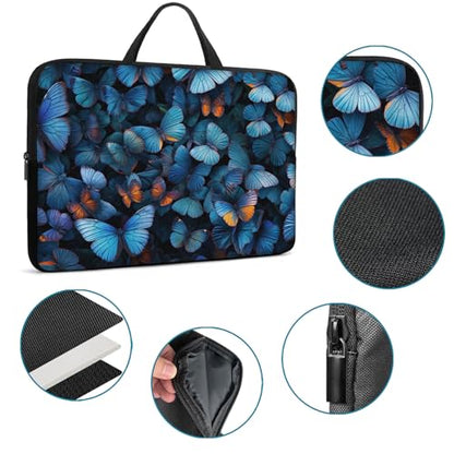 Laptop Sleeve Bag with Handle Computer Protective Soft Cover Case for 14 Inch 13 Inch Laptop,Blue Butterfly - color: Blue Butterfly