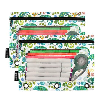 Insect Beetle Ladybird Binder Pouches 3 Ring for Boys Girls School Office College Supplies Nature Bug Butterfly Dragonfly Bees Pencil Pouches Case Bag with Clear Window and Zipper 2 Pack - color: Insect